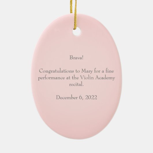 White Violin of Viola met Bow Custom Pink Music Keramisch Ornament (Achterkant)