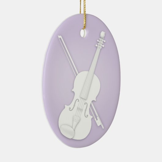 White Violin of Viola met Bow Lavender Musical Keramisch Ornament (Rechts)