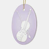 White Violin of Viola met Bow Lavender Musical Keramisch Ornament (Links)