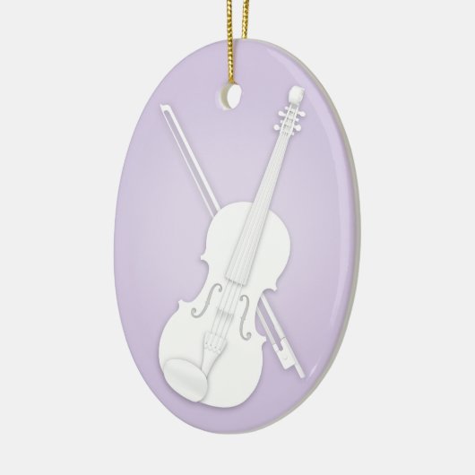 White Violin of Viola met Bow Lavender Musical Keramisch Ornament (Links)