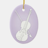 White Violin of Viola met Bow Lavender Musical Keramisch Ornament (Voorkant)