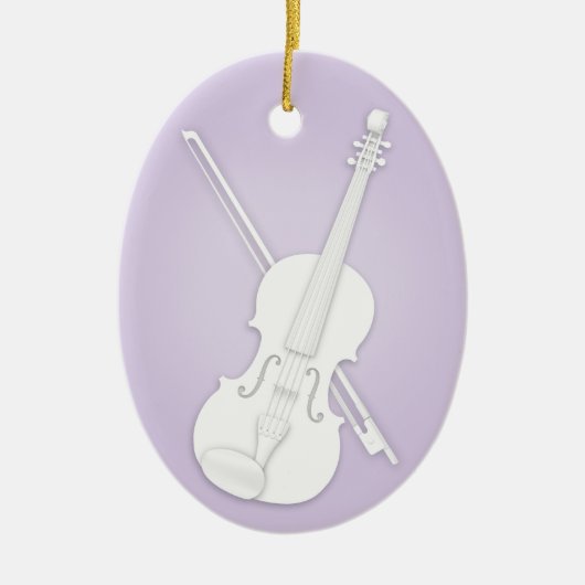 White Violin of Viola met Bow Lavender Musical Keramisch Ornament (Voorkant)