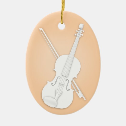 White Violin of Viola met Bow Oranje Musical Keramisch Ornament (Voorkant)
