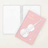 White Violin of Viola Music Student's Pink Custom Notitieboek (Binnen)
