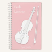 White Violin of Viola Music Student's Pink Custom Notitieboek (Voorkant)