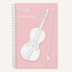 White Violin of Viola Music Student's Pink Custom Notitieboek