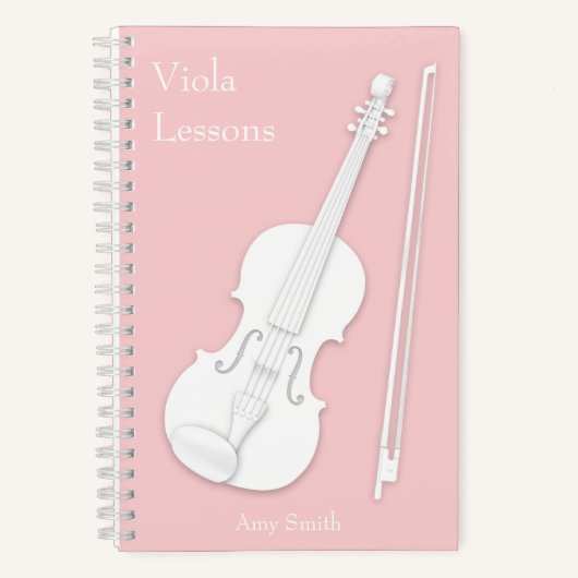 White Violin of Viola Music Student's Pink Custom Notitieboek (Voorkant)