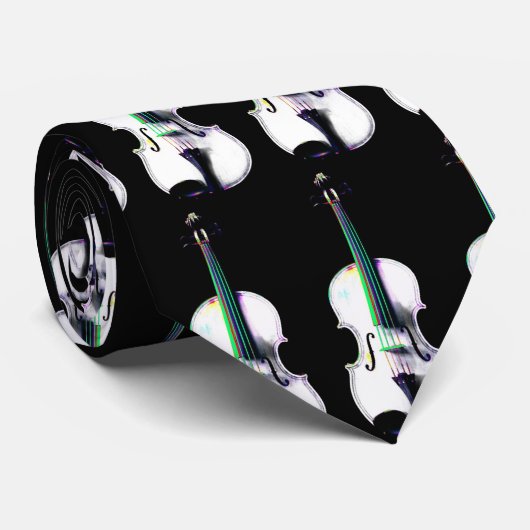 White Violin Stropdas - Gepersonaliseerd (Opgerold)