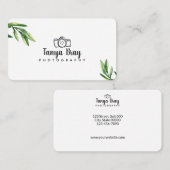 White Visitekaartje W/ Waterverf Greenery Detail (Voorkant / Achterkant)