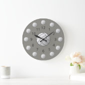 White Volleyball Atom met Numbers Large Clock Grote Klok (Huis)