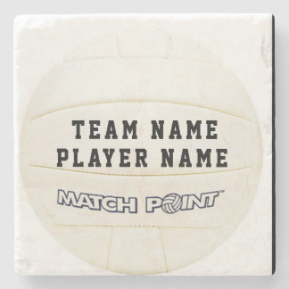WHITE VOLLEYBALL PERSONALIZED STONE ONDERZETTER