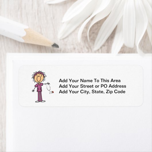 White Vrouw Stick Figuur T Neurse T-shirts en cade Etiket (Insitu)