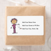 White Vrouw Stick Figuur T Neurse T-shirts en cade Etiket (Insitu)