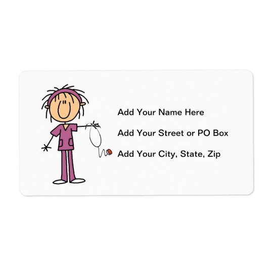 White Vrouw Stick Figuur T Neurse T-shirts en cade Etiket (Voorkant)