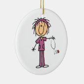 White Vrouw Stick Figuur T Neurse T-shirts en cade Keramisch Ornament (Rechts)