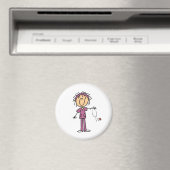 White Vrouw Stick Figuur T Verpleegbare T-shirts e Magneet (Insitu (Vaatwasser))