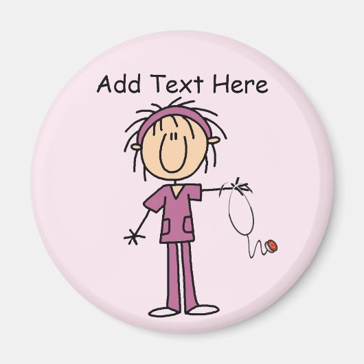 White Vrouw Stick Figuur T Verpleegbare T-shirts e Magneet (Voorkant)