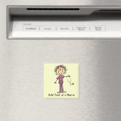 White Vrouw Stick Figuur T Verpleegbare T-shirts e Magneet (Insitu (Vaatwasser))