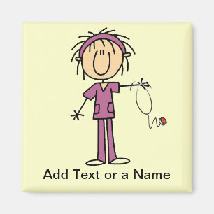 White Vrouw Stick Figuur T Verpleegbare T-shirts e Magneet