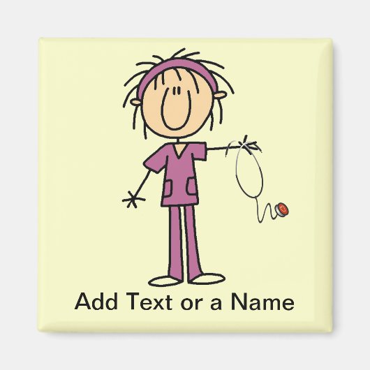 White Vrouw Stick Figuur T Verpleegbare T-shirts e Magneet (Voorkant)