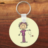 White Vrouw Stick Figuur T Verpleegbare T-shirts e Sleutelhanger (Voorkant)