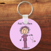 White Vrouw Stick Figuur T Verpleegbare T-shirts e Sleutelhanger (Voorkant)