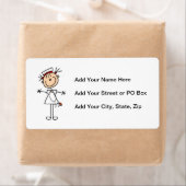 White Vrouw Stick Figuur Verpleegster 2 Etiket (Insitu)