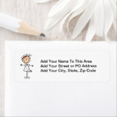 White Vrouw Stick Figuur Verpleegster 2 Etiket (Insitu)