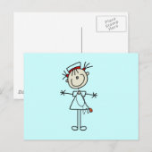 White Vrouw Stick Figuur Verpleegster 2 Giften Briefkaart (Voorkant / Achterkant)