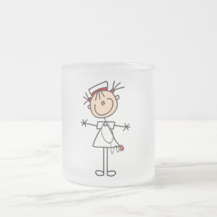 White Vrouw Stick Figuur Verpleegster 2 Giften Matglas Koffiemok