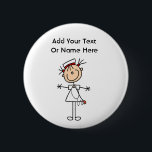 White Vrouw Stick Figuur Verpleegster 2 Giften Ronde Button 5,7 Cm<br><div class="desc">Een witte vrouw stokfiguur verpleegster in een wit verpleeguniform en een stethoscoop op T-shirts,  tassen,  knoppen,  magneten,  kaarten,  stickers en andere voorwerpen die u kunt personaliseren voordat u bestelt. Deze zuster-artikelen zijn zo schattig en perfect voor de verpleegweek en maken ook geweldige zuster-cadeautjes!</div>