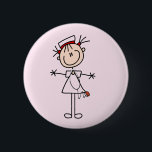 White Vrouw Stick Figuur Verpleegster 2 Giften Ronde Button 5,7 Cm<br><div class="desc">Een witte vrouw stokfiguur verpleegster in een wit verpleeguniform en een stethoscoop op T-shirts,  tassen,  knoppen,  magneten,  kaarten,  stickers en andere voorwerpen die u kunt personaliseren voordat u bestelt. Deze zuster-artikelen zijn zo schattig en perfect voor de verpleegweek en maken ook geweldige zuster-cadeautjes!</div>