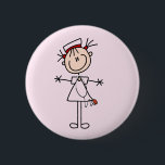 White Vrouw Stick Figuur Verpleegster 2 Giften Ronde Button 5,7 Cm<br><div class="desc">Een witte vrouw stokfiguur verpleegster in een wit verpleeguniform en een stethoscoop op T-shirts,  tassen,  knoppen,  magneten,  kaarten,  stickers en andere voorwerpen die u kunt personaliseren voordat u bestelt. Deze zuster-artikelen zijn zo schattig en perfect voor de verpleegweek en maken ook geweldige zuster-cadeautjes!</div>