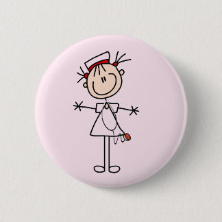 White Vrouw Stick Figuur Verpleegster 2 Giften Ronde Button 5,7 Cm