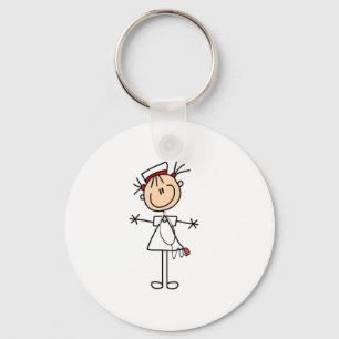 White Vrouw Stick Figuur Verpleegster 2 Giften Sleutelhanger