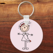 White Vrouw Stick Figuur Verpleegster 2 Giften Sleutelhanger (Voorkant)