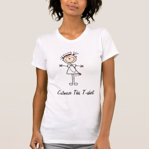 White Vrouw Stick Figuur Verpleegster 2 Giften T-shirt