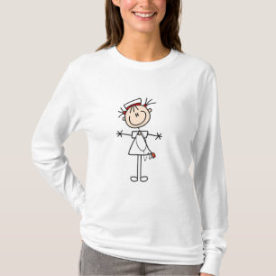 White Vrouw Stick Figuur Verpleegster 2 Giften T-shirt