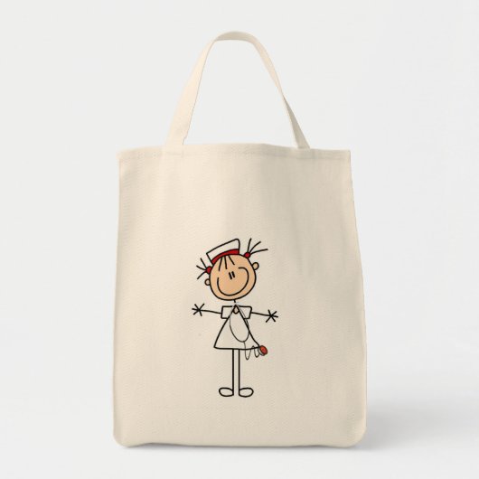 White Vrouw Stick Figuur Verpleegster 2 Giften Tote Bag (Voorkant)
