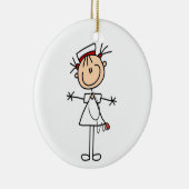 White Vrouw Stick Figuur Verpleegster 2 Keramisch Ornament (Rechts)