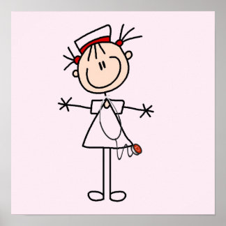 White Vrouw Stick Figuur Verpleegster 2 Poster