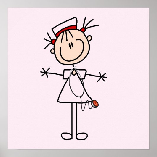White Vrouw Stick Figuur Verpleegster 2 Poster (Voorkant)