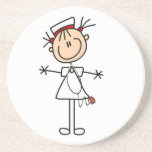 White Vrouw Stick Figuur Verpleegster 2 Zandsteen Onderzetter<br><div class="desc">Verpleegkundigen-T-shirts,  mokken,  kaarten,  stickers,  canvas tassen,  knoppen en andere verplegingskleding,  en cadeaus met een vrouw met stethoscoop voor een stickfiguur.</div>