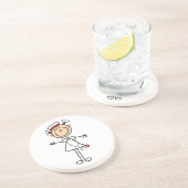 White Vrouw Stick Figuur Verpleegster 2 Zandsteen Onderzetter (Zijkant)