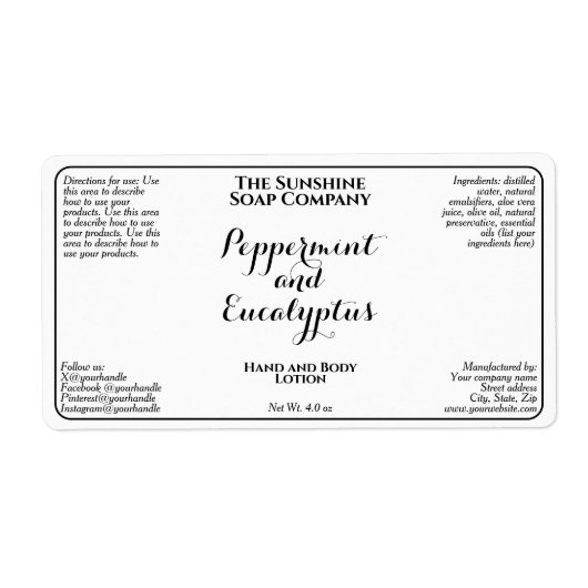 White w curly text cosmetics bottle label  (Voorkant)