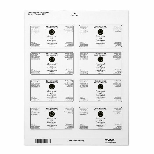 White w curly text logo cosmetics bottle label (Full Sheet)