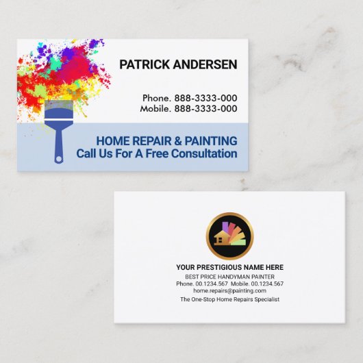 White Wall Peeling Paint Splatter Visitekaartje (Voorkant / Achterkant)