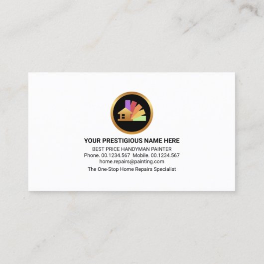 White Wall Peeling Paint Splatter Visitekaartje (Achterkant)