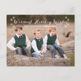 White Warmest Holiday Wishes Foto Briefkaart