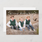 White Warmest Holiday Wishes Foto Briefkaart (Voorkant / Achterkant)